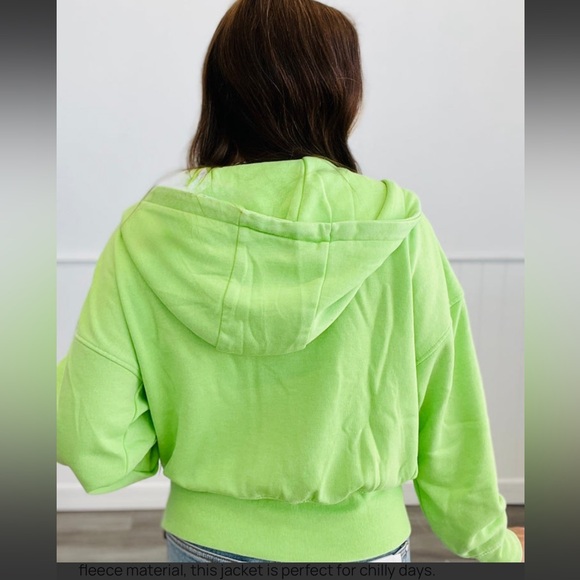 NWT MONO B LIME GREEN ZIP HOODIE - Picture 2 of 4